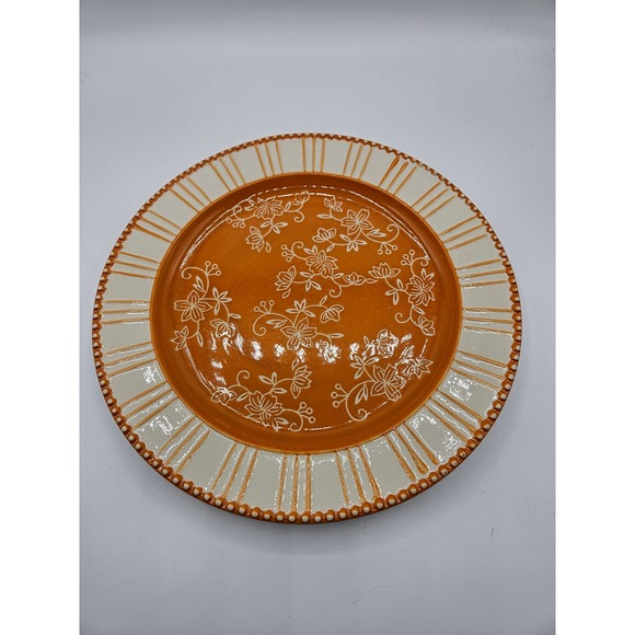 Temptations by tara Floral Lace 10.5 inch Dinner Plate Orange White - Picture 5 of 5